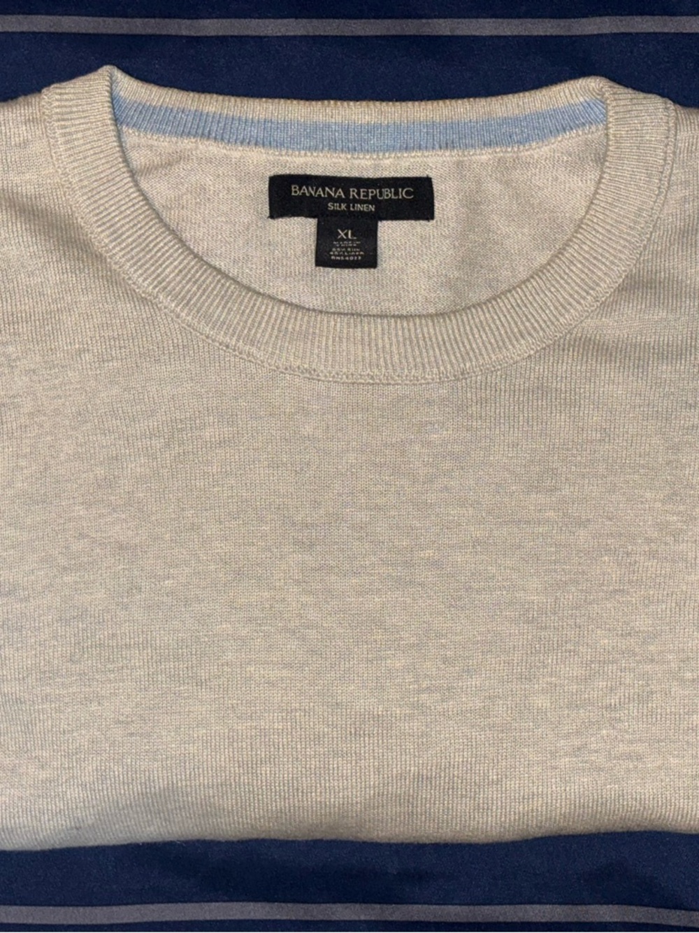 Banana Republic Men's Light Gray Silk-Linen Crewneck Sweater XL
